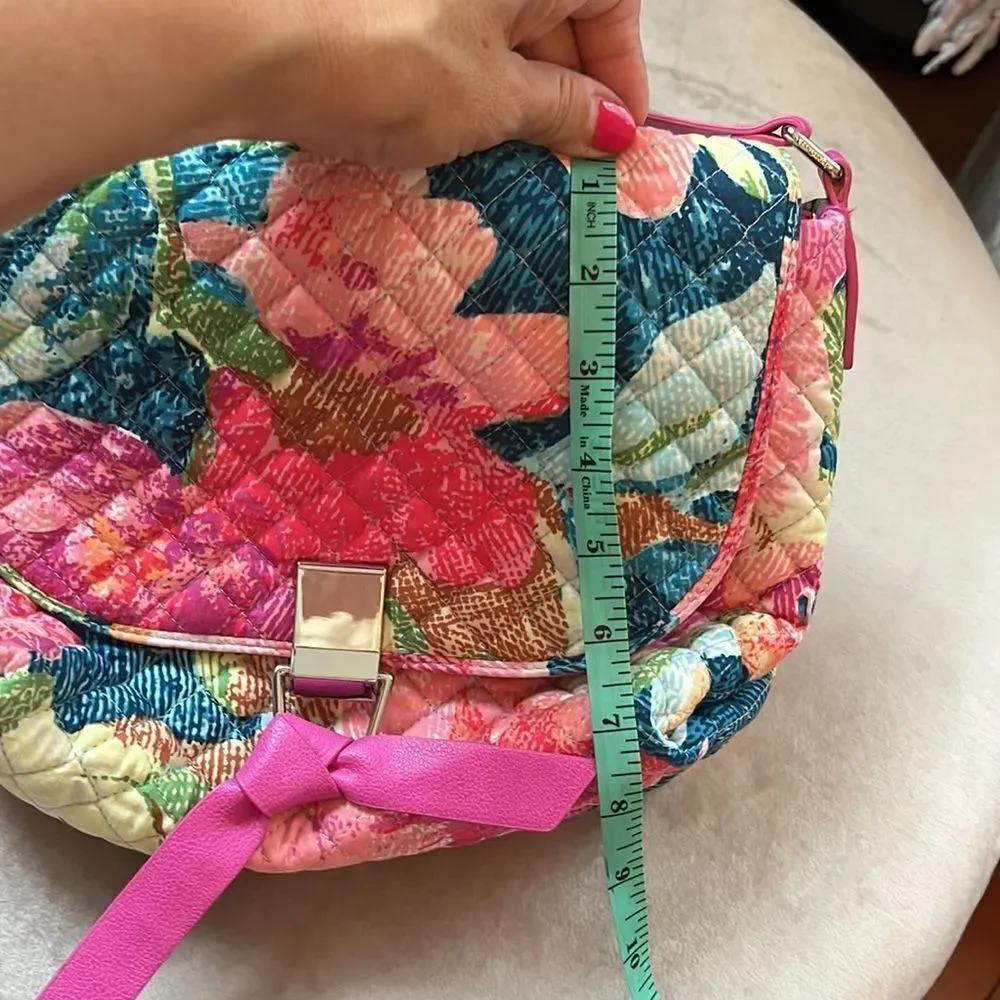 LN! Vera Bradley Fuscia Barbie Floral Pink Cotton Crossbody Shoulder Handbag!